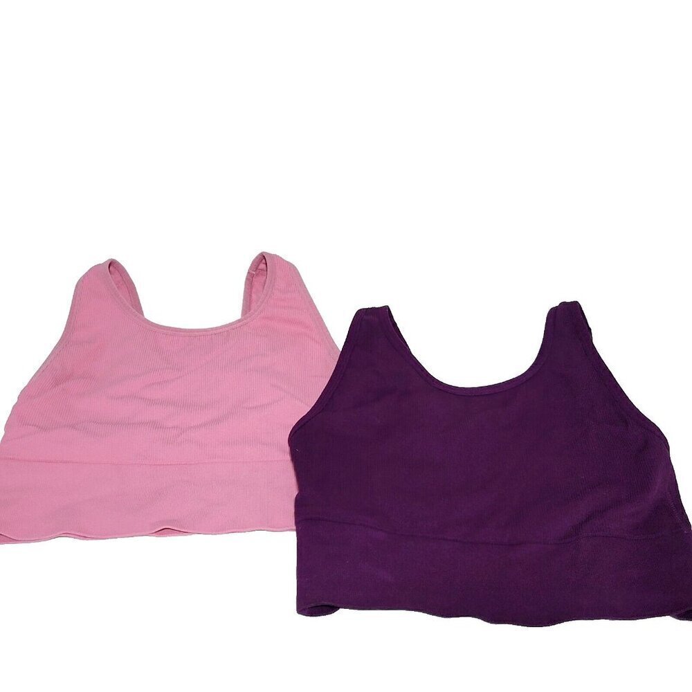 Victoria’s Secret Bralette Size Large Lot of 2 Pink Purple Lined Pullover Womens